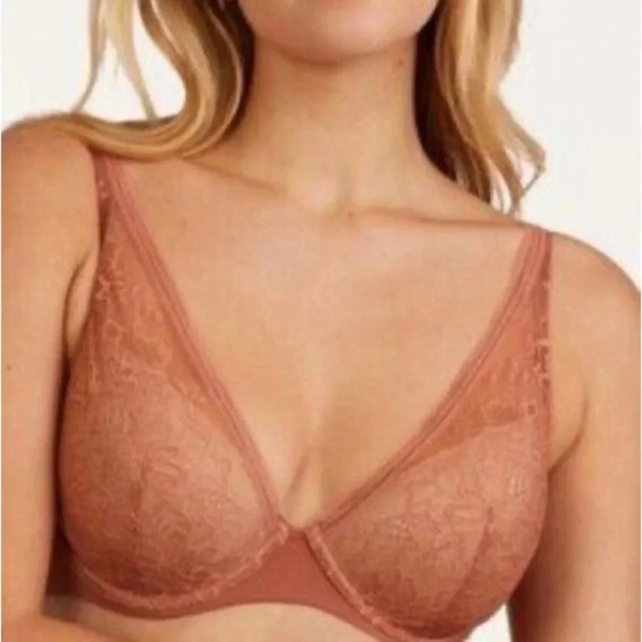 Thirdlove copper brown graphic lace plunge bra size 34F - Picture 1 of 7